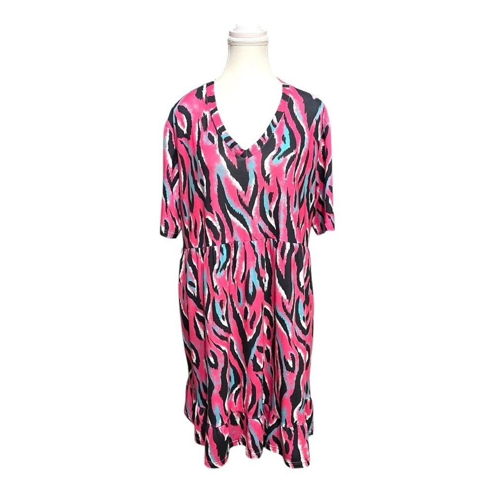 Southern Stitch Pink Zebra-Print Dress – Size XL
